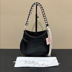 Mali + Lili | Vegan Leather Black Shoulder Bag w/ Tassle & Dust Bag